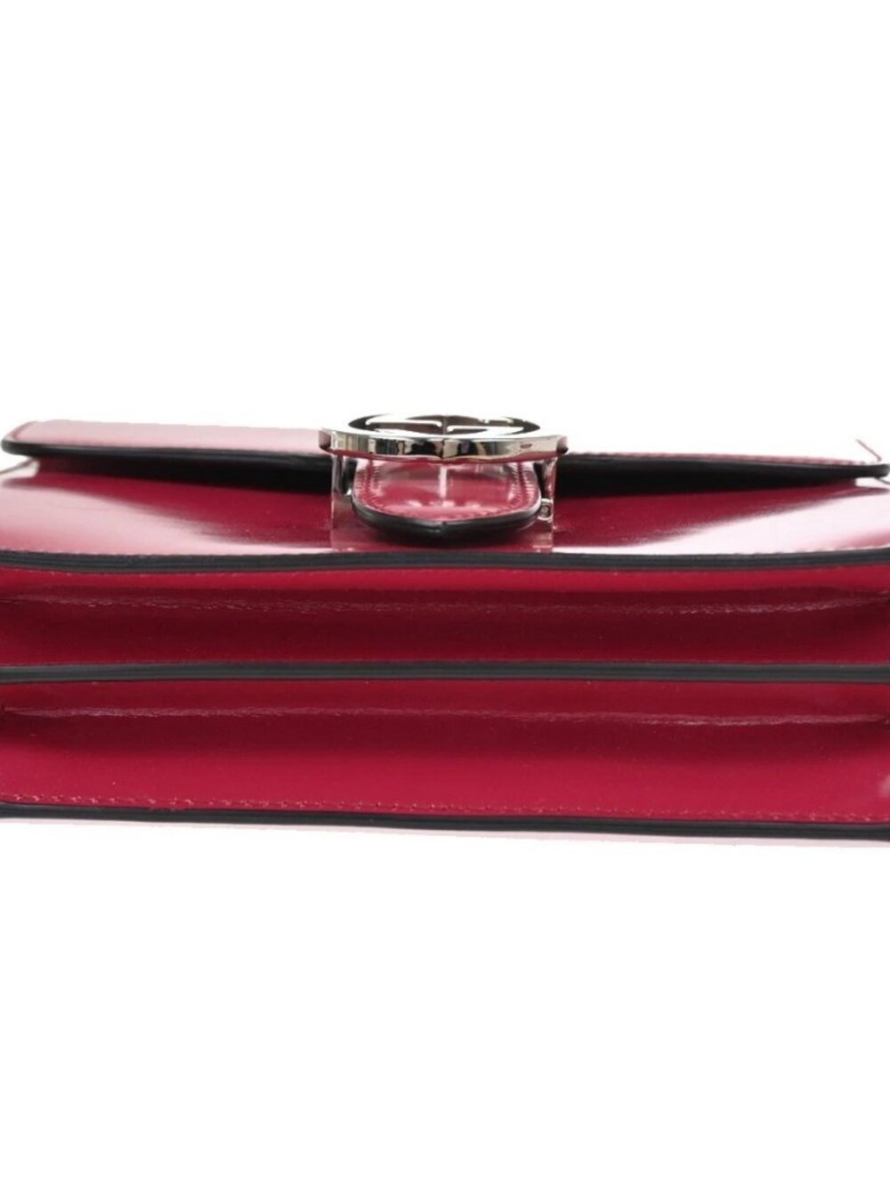 GUCCI Interlocking G Mini Chain Shoulder Bag patent Leather Pink SHW 71TA665 - Picture 6 of 13